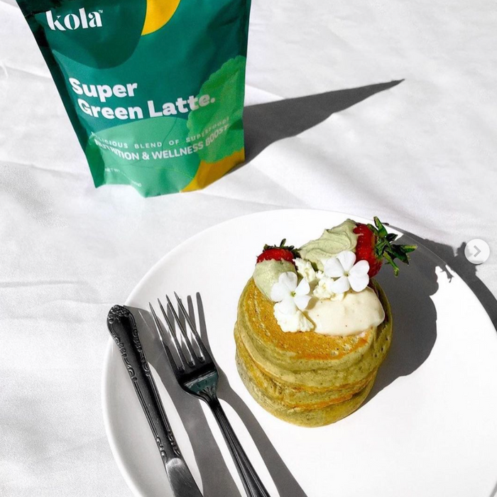 Vegan Green Latte Soufflé Pancakes