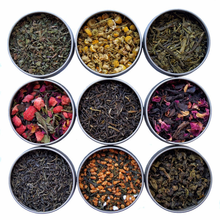 various types of tea leaves