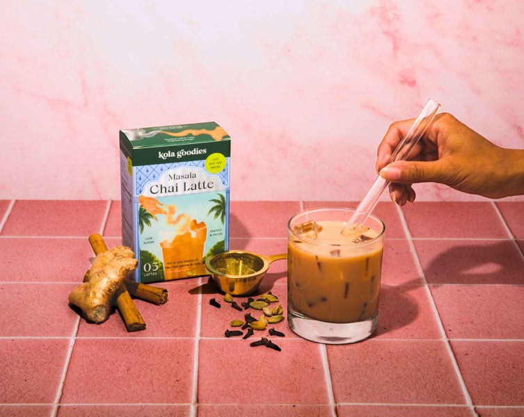 chai 5 pack box with made iced chai and spices