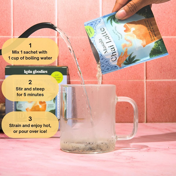 chai making instructions over pouring photo